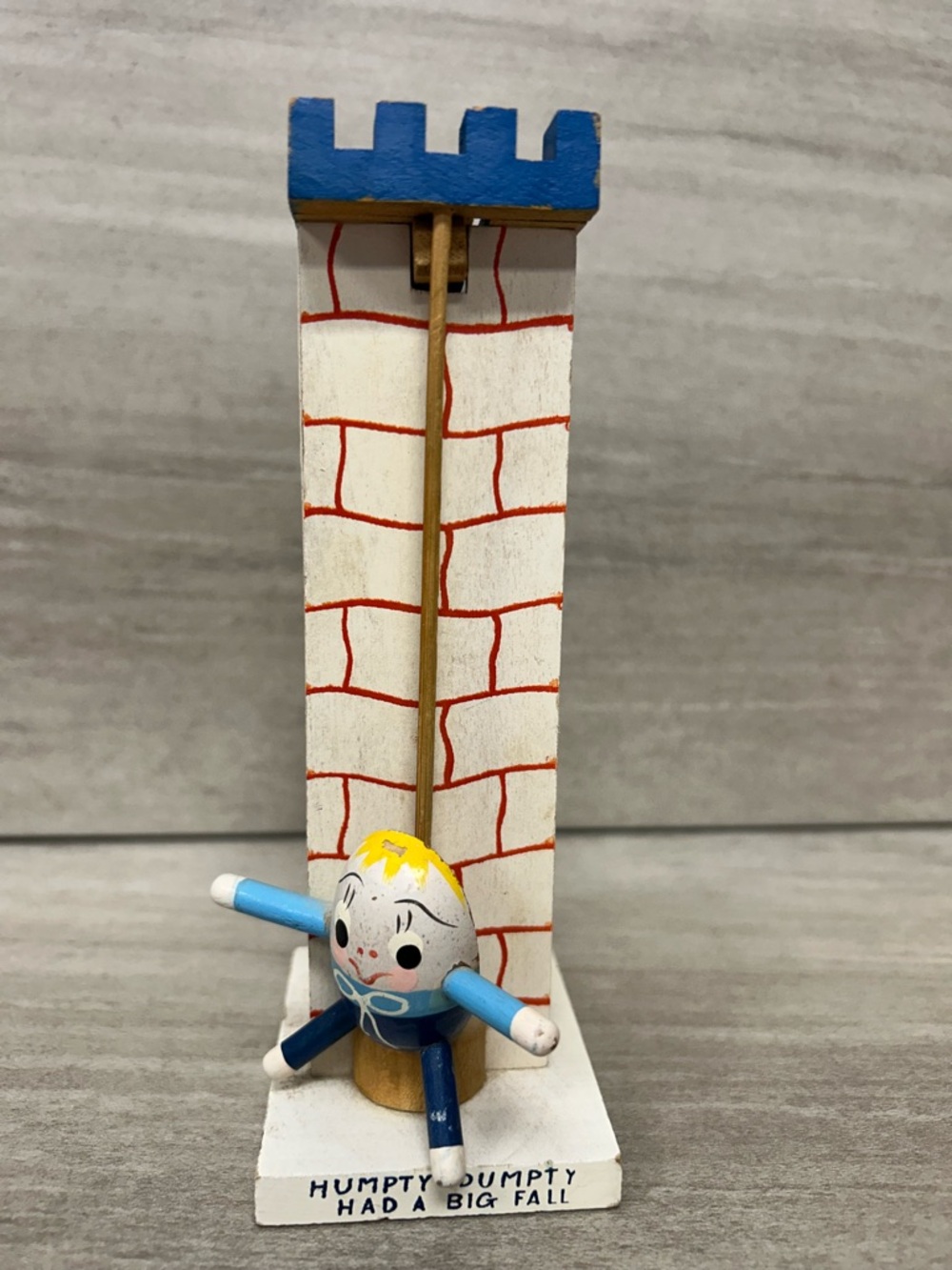 1967 Wood Humpty Dumpty Kids 6.6" Wood Bank Collectors Item